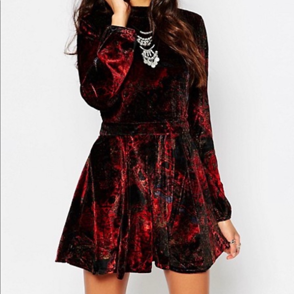 Free People Printed Burnout Velvet Backless Romper - Picture 11 of 15